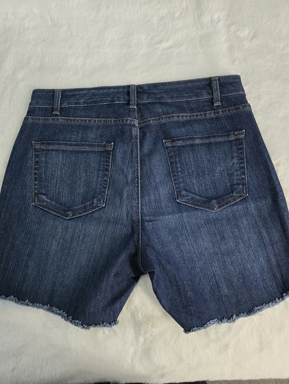 Jones New York Lexington Skinny Denim Frayed Hem Shorts - Picture 5 of 8